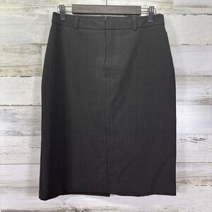 GAP‎ Womens Dark Gray Y2K STRETCH Striped Wool Blend Zip VTG Pencil Skirt Sz 6